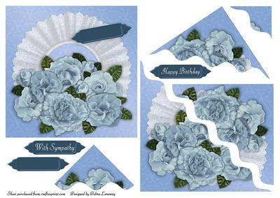Blue Roses and Lace Corner Pyramid