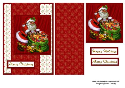 Santa and His Sack of Toys Christmas Card Santa Card 