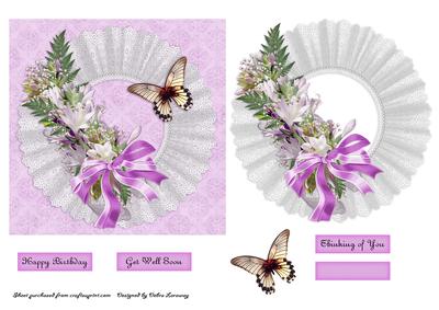 Lilac Backed Bouquet with Lace & Pearls