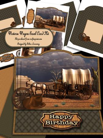 Western Wagon Easel Card Kit