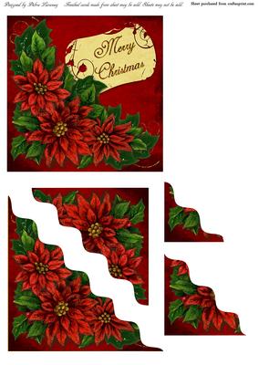 Red Pointsettia Wavy Corner Pyramid