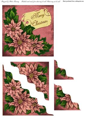 Pink Pointsettia Wavy Pyramid