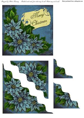 Blue Pointsettia Wavy Pyramid
