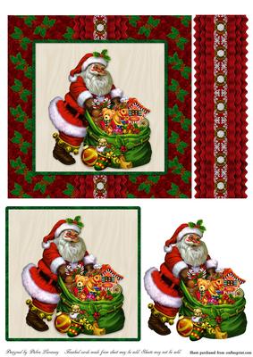 Jolly Santa and Toys Christmas Card Santa Card 
