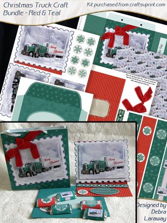 Christmas Truck / Lorry Craft Bundle in Teal and Red