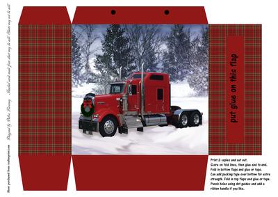 Red Christmas Truck Gift Tote