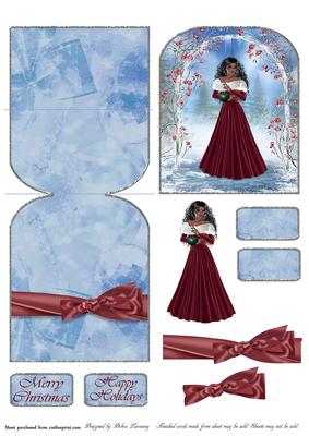 Girl & Ornament Mini Easel - Dark Skin and Hair