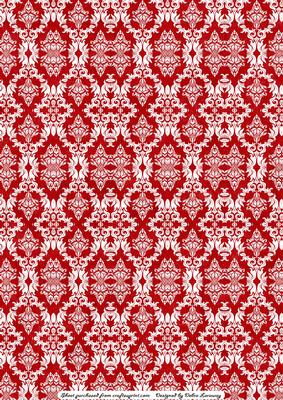 Paris Christmas Red Damask