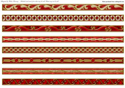 Elegant Jewelled Borders - Christmas Red Gold