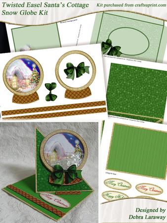 Twisted Easel Santa's Cottage Snow Globe