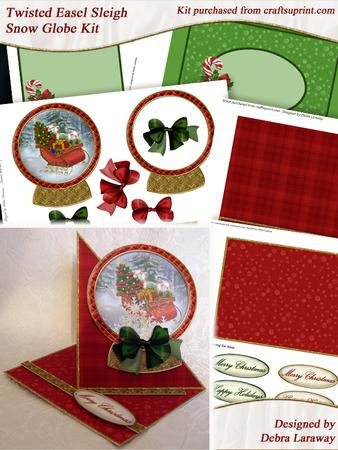 Twisted Easel Christmas Sleigh Snow Globe