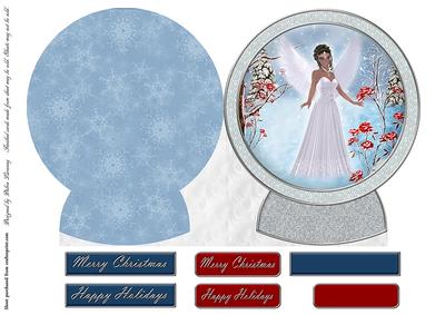 Winter Angel Shaped Card - Dark Skin and Hair