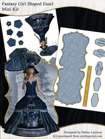 Fantasy Girl in Blue Shaped Easel