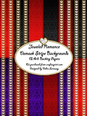 Jeweled Romance - Damask Stripe love valentine backing papers
