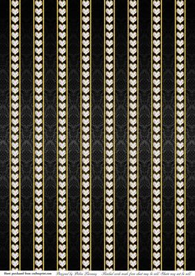 Jeweled Romance - Damask Stripe Black Diamonds love valentine backing papers