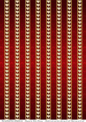 Jeweled Romance - Damask Stripe Red Pearl love valentine backing papers