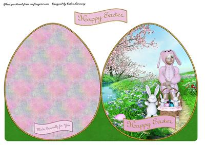 Bunny Suit Girl Shaped Card