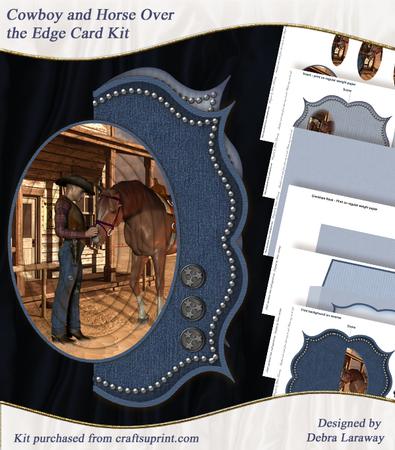 Western Cowboy and Horse Over the Edge Bracket Card Men