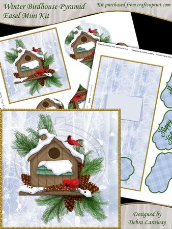 Winter Birdhouse Pyramid Easel