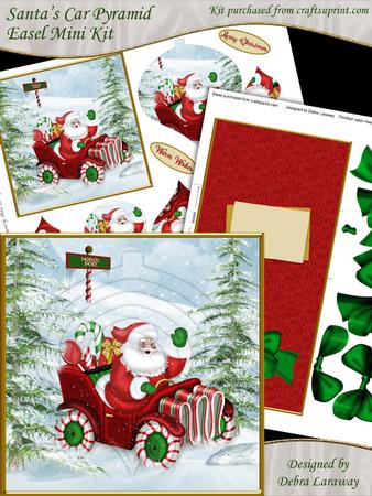 Santas Candy Car Pyramid Easel Christmas Card Santa Card 