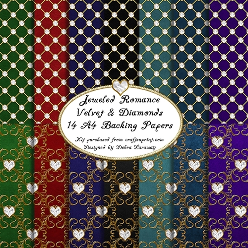 Jeweled Romance Backgrounds -velvet and Diamonds love valentine backing papers
