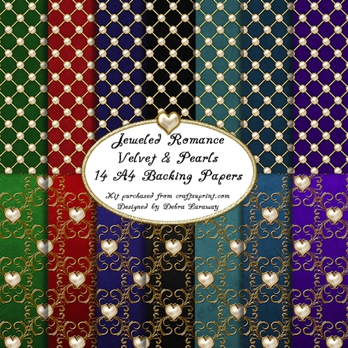 Jeweled Romance Backgrounds -velvet and Pearls love valentine backing papers