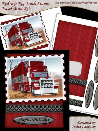 Red Big Rig Truck Stamp Easel Kit Male Birthday Trucker