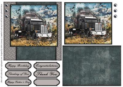 Shattered Big Rig Truck Black Cards for Men Trucker Male Birthday