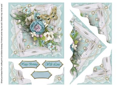 Teal Pansy Wavy Pyramid Card
