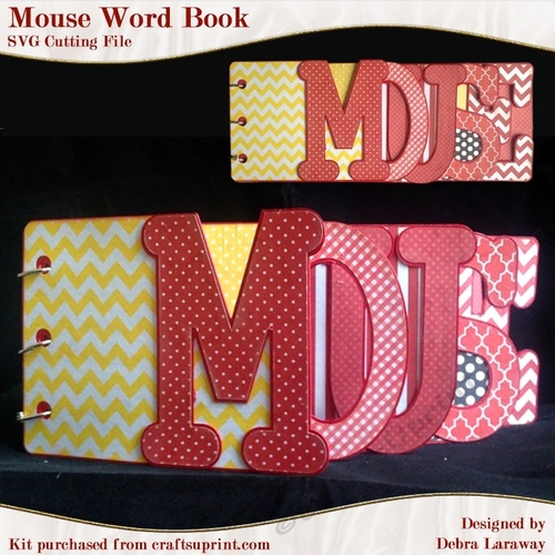 Mouse Word Book Shaped Scrapbook SVG