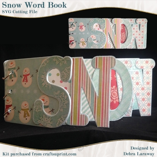 Snow Word Book Shaped Scrapbook SVG