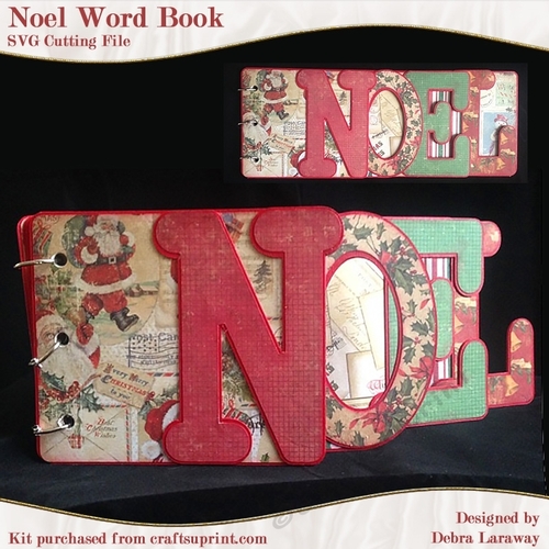 Noel Word Book Shaped Scrapbook SVG