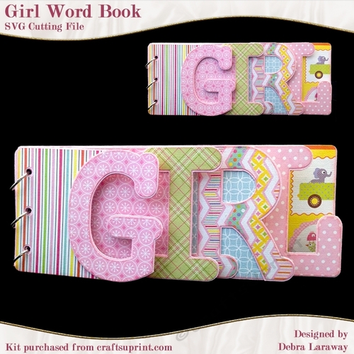 Girl Word Book Shaped Scrapbook