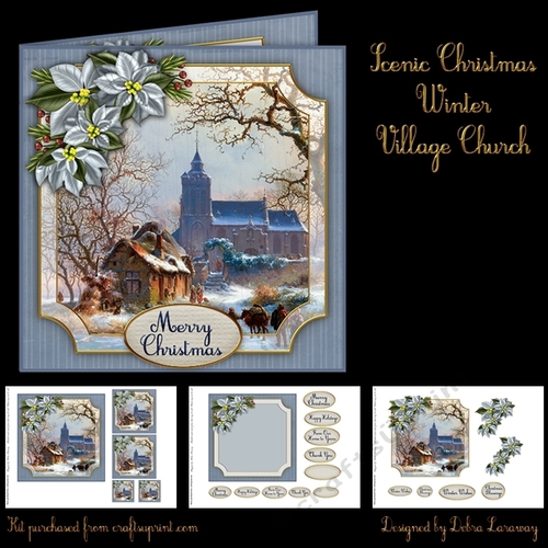 Scenic Christmas Winter Village Church
