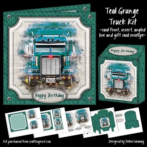 Teal Grunge Truck Kit Male Birthday Cards for Men Trucker