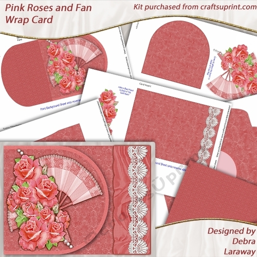 Pink Rose Wrap D Card with Fan