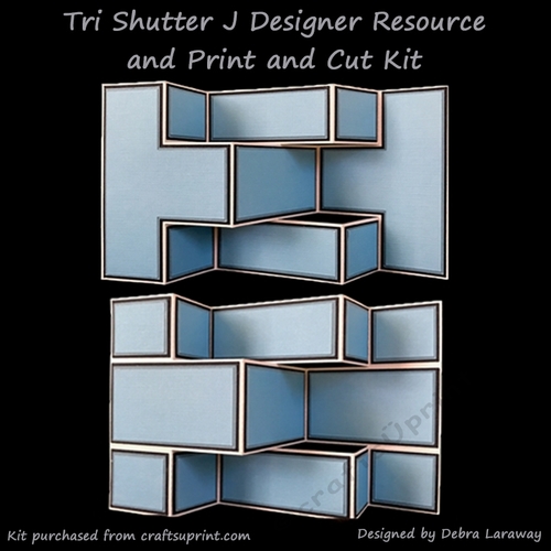Tri Shutter Card J Commercial Use Template and Print and Cut