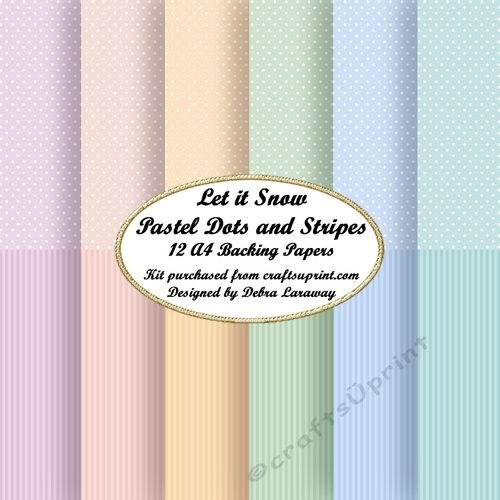 Let it Snow Pastel Dots and Stripes Backgrounds Papers