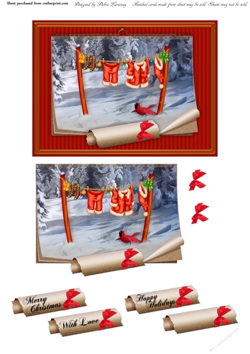 Santa Claus Clothesline Calendar Christmas Holiday Winter Easy Quick Cards