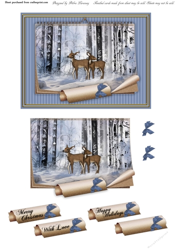 Winter Forest Deer Calendar Christmas Holiday Winter Easy Quick Cards
