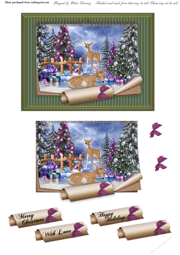 Fantasy Winter Forest Deer Calendar Christmas Holiday Winter Easy Quick Cards