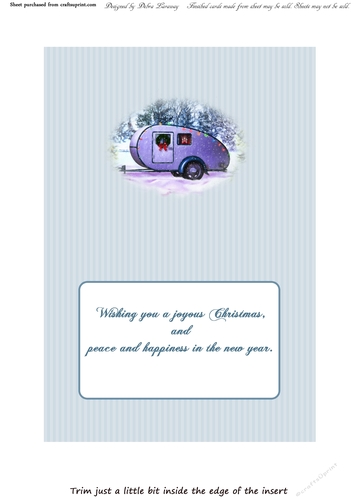 Caravan Camper RV Calendar Christmas Holiday Winter Easy Quick Cards insert