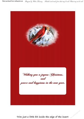 Cardinal in Snow Calendar Christmas Holiday Winter Easy Quick Cards insert