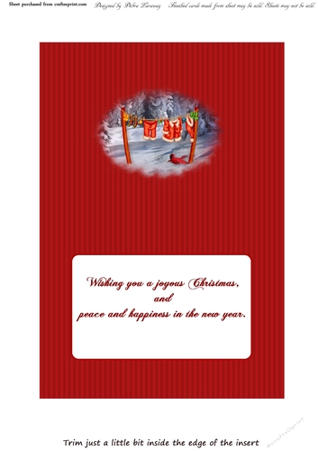 Santa Claus Clothesline Calendar Christmas Holiday Winter Easy Quick Cards insert