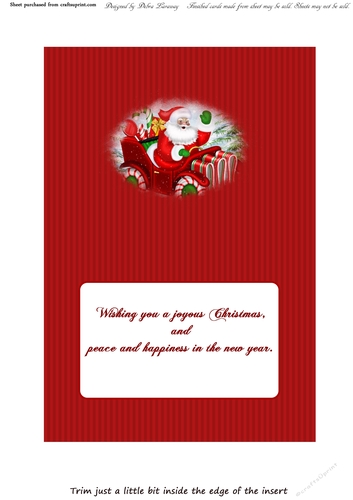 Santa Driving Car Calendar Christmas Holiday Winter Easy Quick Cards insert
