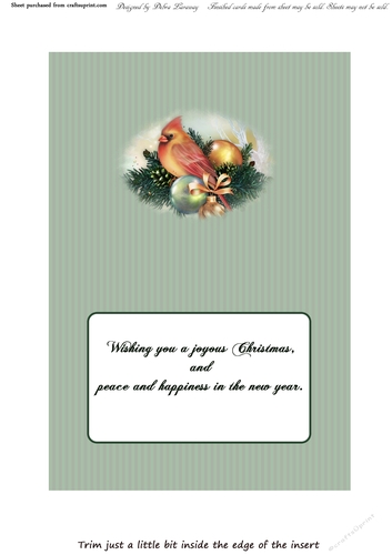Cardinal in Evergreens with Baubles Calendar Christmas Holiday Winter Easy Quick Cards insert