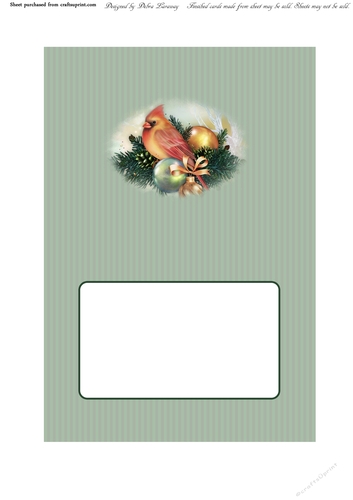 Cardinal in Evergreens with Baubles Calendar Christmas Holiday Winter Easy Quick Cards blank insert