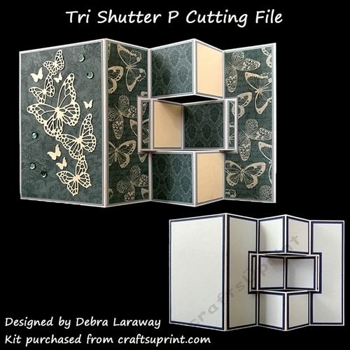 Portrait with Squares Tri Shutter Card P Cutting File Card Blank Template