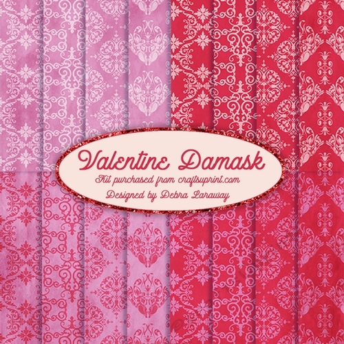 Spring Valentines Day Romance Damask Background Papers Pink Red Princess Backing