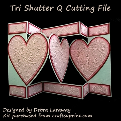 Tri Shutter Card Q Cutting File Template Valentines Day Wedding Anniversary 